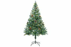 Huurteinen Joulukuusi LED-valoilla Ja Kävyillä 150 Cm