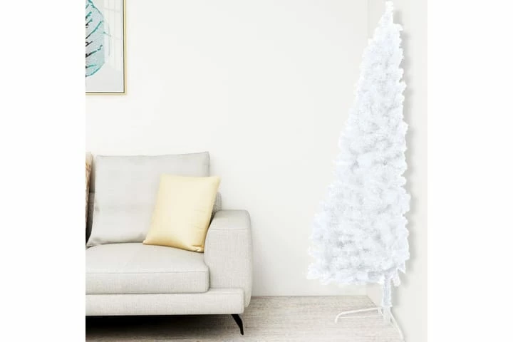 Tekojoulukuusen Puolikas Jalustalla Valkoinen 210 Cm PVC 3 Tekojoulukuusen Puolikas Jalustalla Valkoinen 210 Cm PVC