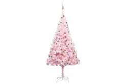 Tekojoulukuusi LED-valoilla Ja Palloilla Pinkki 240 Cm PVC