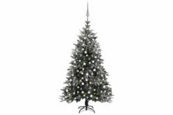 Tekojoulukuusi LED-valot, Pallot Ja Lumihuurre 240 Cm